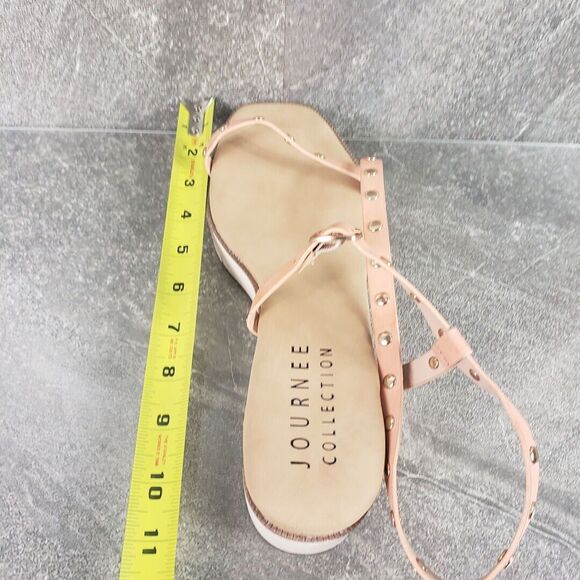 Journee Collection Platform Sandals sz 11 Pink Leather Wedge Cushioned Shoes - Picture 12 of 12